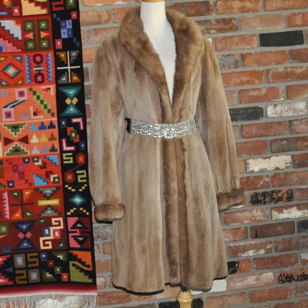 Majestic CANADA Pastel Honey Blonde Sheared MINK FUR LONG Coat Jacket